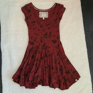 Red floral mini dress